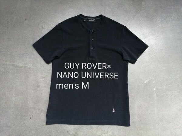 GUY ROVER×NANO UNIVERSE ギローバー×ナノユニバース 半袖Tシャツ メンズM ネイビー 鹿の子