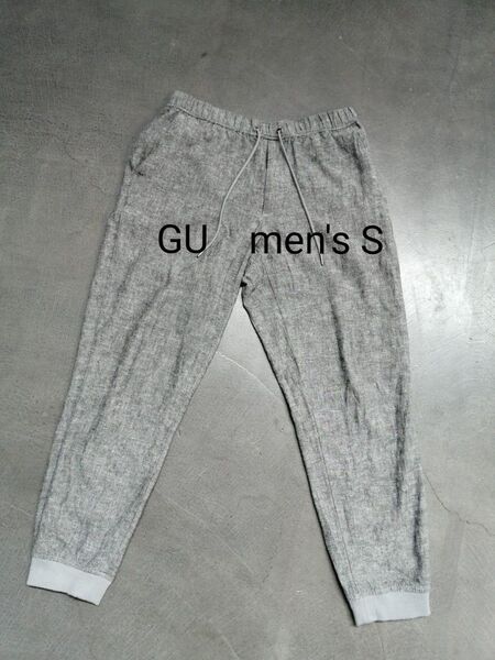 GU ジーユー リネンブレンドジョガーパンツ メンズS グレー