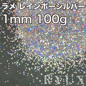 大容量!ラメ グリッター レインボーシルバー 1mm 100g 塗装 素材 フレーク