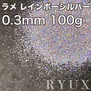 大容量!ラメ グリッター レインボーシルバー 0.3mm 100g 塗装 素材 フレーク