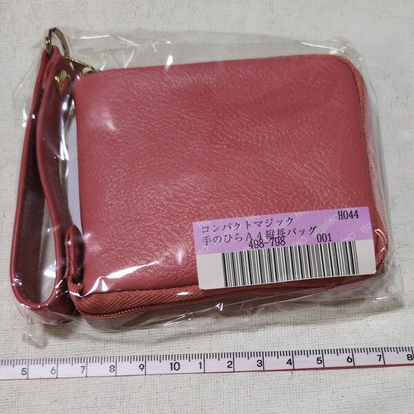 新品未開封★コンパクトマジック 手のひらA4縦長バッグ 濃い渋めのピンク★フェリシモ エコバッグ 折りたたみバッグ 軽量