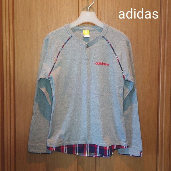 adidas アディダス メンズ レディース 長袖Tシャツ グレー S