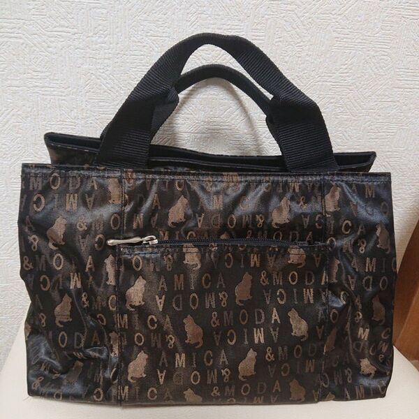 AMICA MODA アミカモーダ トートバッグ 猫ブラウン 茶