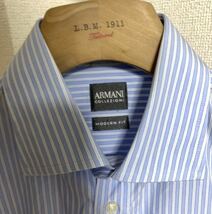 ARMANI COLLEZIONI アルマーニコレッツォーニ MODERN FIT ストライプ柄長袖シャツ 38_画像3