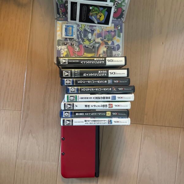 ニンテンドー3DS LLレッド本体タッチペン付き+充電器+ソフト9本セット