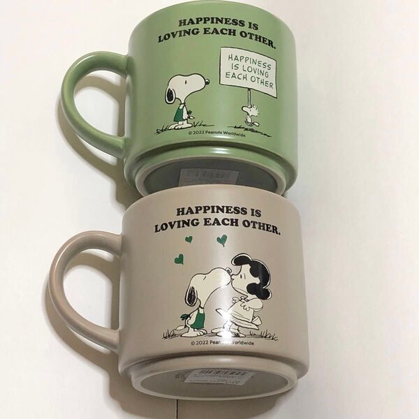 (新品未使用) スターバックス スヌーピー コラボ マグカップ (グリーン/グレー) 2個