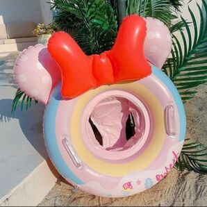 座付き 浮き輪 ミニー パステルピンク 足入れ 1才 2才 3才 4才