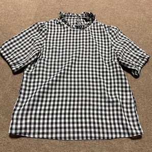 ships 半袖 ブラウス ギンガムチェック フリルネック シップス 美品 パフ袖