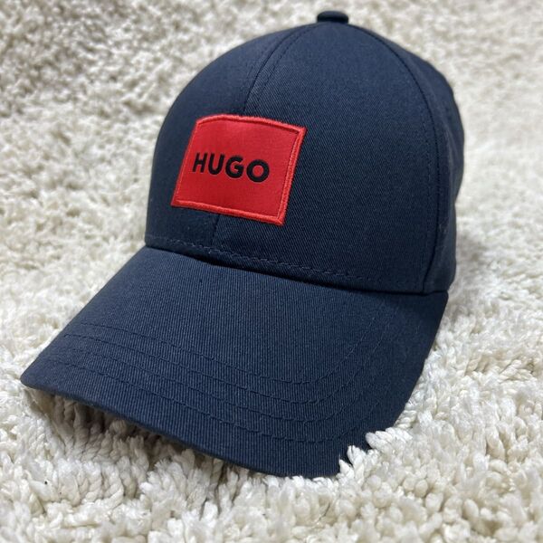 【極美品】HUGO BOSS コットンツイル キャップ レッドロゴ 大谷翔平着用 帽子 ベースボールキャップ ドジャース 大谷翔平