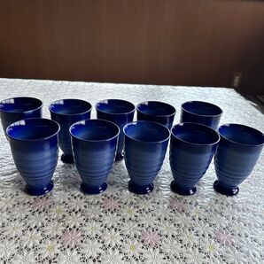 青色陶器 カップ10個セット