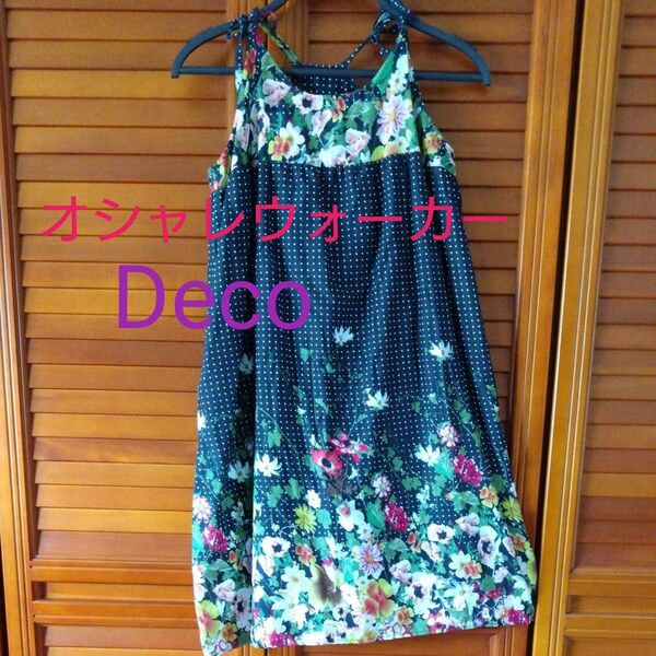Deco オシャレウォーカーで購入ドット花柄キャミソールワンピース コットン 花柄 黒