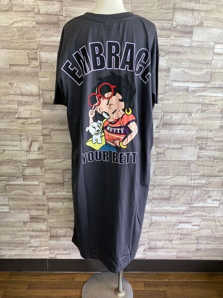 新品 ベティちゃんBettyBoop Tシャツワンピースグレー
