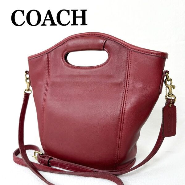 【希少】OLD COACH オールドコーチ バケツ型 2way ショルダーバッグ ハンドバック 赤 希少 USA製 9993