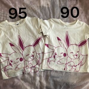ポケモン Tシャツ 90 95 2枚セット ピカチュウ イーブイ お揃い