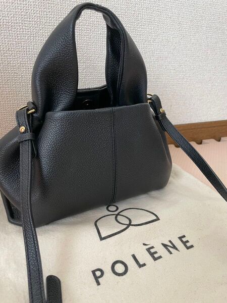 正規品 美品 ポレーヌ POLENE ヌメロヌフ mini ミニ ブラック 黒 ショルダーバッグ ハンドバッグ レザー