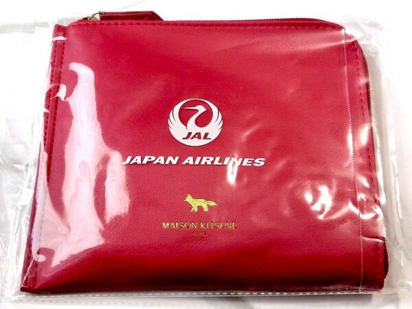 メゾンキツネ JAL アメニティポーチ ビジネスクラス 日本航空 ポーチ 赤 MAISONKITSUNE