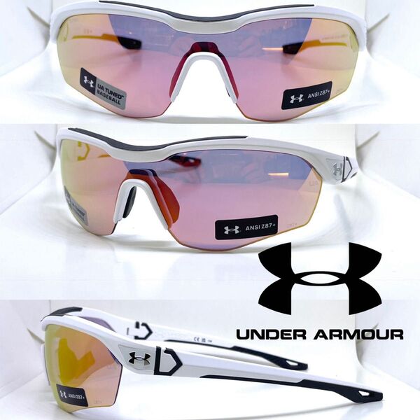 UNDER ARMOUR アンダーアーマー スポーツサングラス UA YARD PRO 6HT50 マットホワイト ② オレンジ