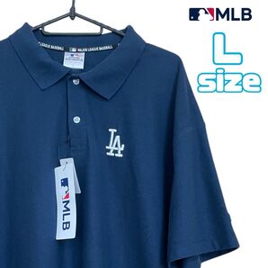 新品 MLB ドジャース ポロシャツ L メンズ ネイビー LA