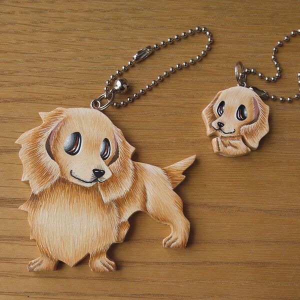 ダックスフンド9・大小キーホルダー2個セット バッグチャーム ハンドメイド 雑貨 犬 犬雑貨 アクセサリー