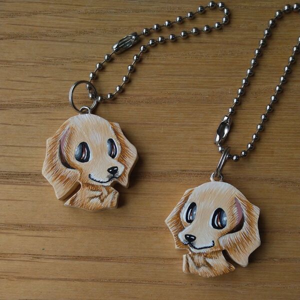 ダックスフンドNo5・小さいキーホルダー2個セット バッグチャーム ハンドメイド 雑貨 犬 犬雑貨 アクセサリー