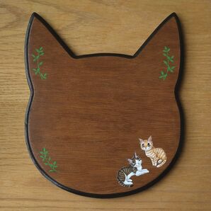ミニ花台or何でも台17・猫 まとめ同梱不可 ハンドメイド インテリア雑貨 猫雑貨 園芸用品 茶トラ猫&キジ白ハチワレ猫