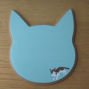 【アウトレット】ミニ花台or何でも台・キジ白はちわれ猫 まとめ同梱不可 ハンドメイド インテリア雑貨 猫雑貨 園芸用品