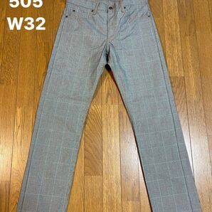 Levis 505 W32 チェック 千鳥格子 ストレート 505-60 03年