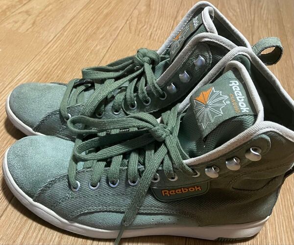 リーボック Reebok ハイカット スニーカー モスグリーン カーキ オリーブ 22.5cm