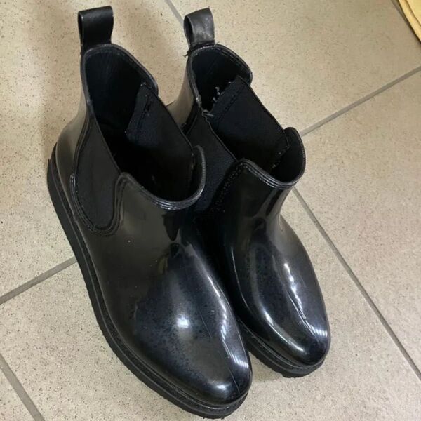 ショートブーツ 長靴 レインブーツ レインシューズ L 黒