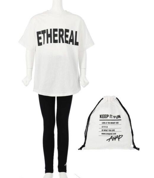 新品 アナップキッズ ビッグTシャツ&レギンス巾着セット セットアップ ルームウェア パジャマ 110