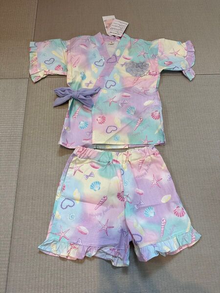 新品 ベビー キッズ 甚平 シェル柄 ゆめかわ