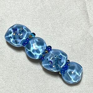 128 小さめ 水面 バレッタ ハンドメイド お子様 前髪用に