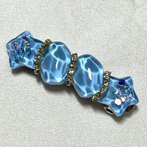129 小さめ 水面 バレッタ ハンドメイド レジン お子様 前髪用に