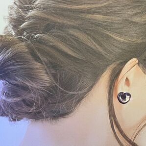 ハート 水面 ハンドメイド ポストピアス レジン 両耳用 ピンクパープル系色