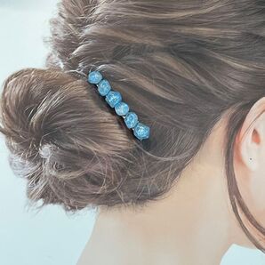 水面 ヘアクリップ ハンドメイド レジン