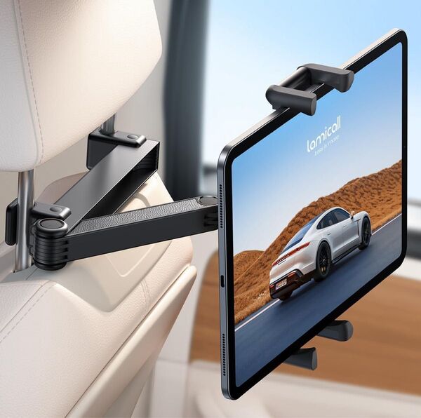 Lamicall 車 タブレットホルダー ヘッドレスト ipad/スマホ 360度回転 アルミニウム製アームホルダー