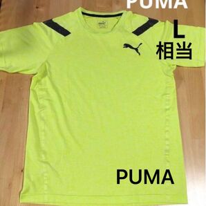 PUMA トレーニングウェア Tシャツ L相当 黄緑 蛍光色 スポーツ&デイリーも