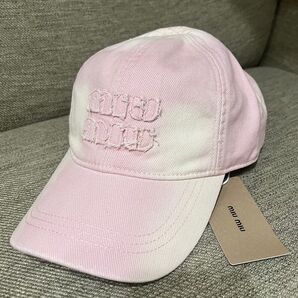 miumiu ビンテージ加工 デニムベースボールキャップ