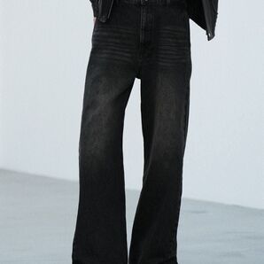 WYM LIDNM/CURVED FLARE DENIM SLACKS VINTAGE BLACK サイズL