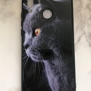 可愛いねこちゃん♪背面9Hガラスケース HUAWEI P20Lite 黒猫