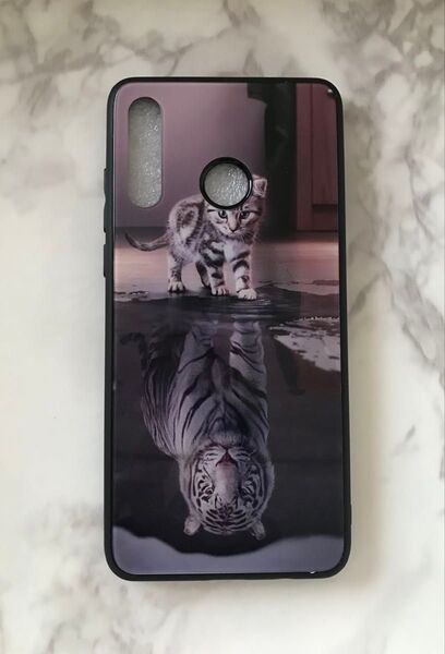 可愛いねこちゃん♪背面9Hガラスケース HUAWEI P30Lite 虎猫