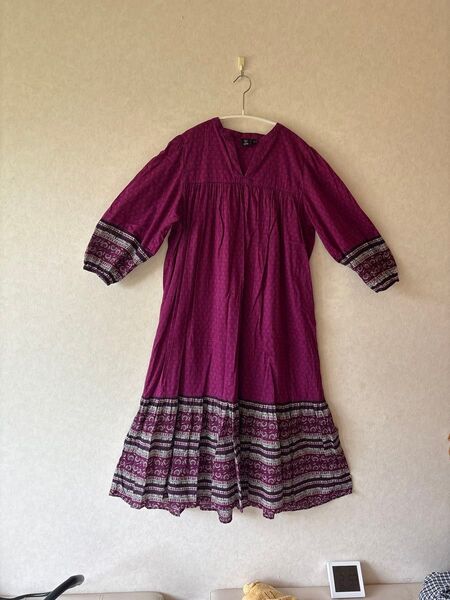 ANNA SUI ワンピース パープル 花柄 Mサイズ