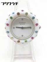 ◇ bonbon watch ボンボンウォッチ クォーツ式 3針 アナログ ジャンク品 腕時計 ウォッチ ホワイト レディース_画像1