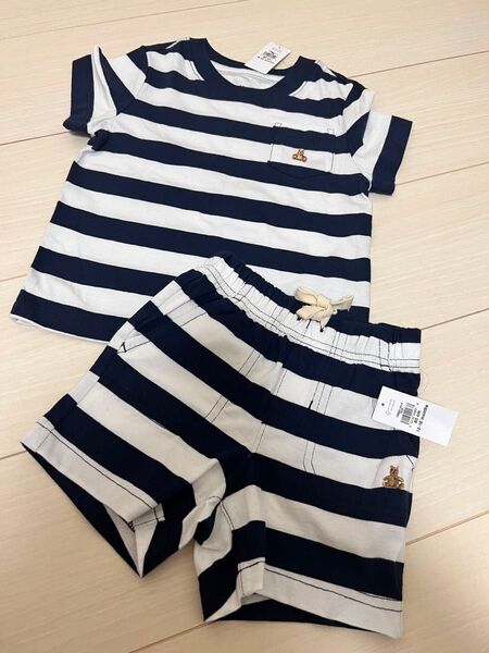 新品タグ付き!GAP ボーダーセットアップ 上90下80 半袖Tシャツ ハーフパンツ