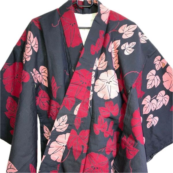 【今ならクーポンで¥500円OFF】浴衣 朝顔柄 レディース これからの季節大活躍 かわいい 上品 日本製 レア 一点もの 最安値
