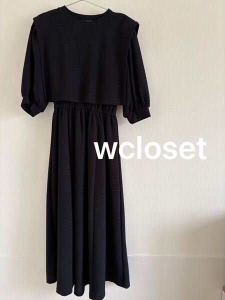 w closet ブラックカットソーワンピース 半袖