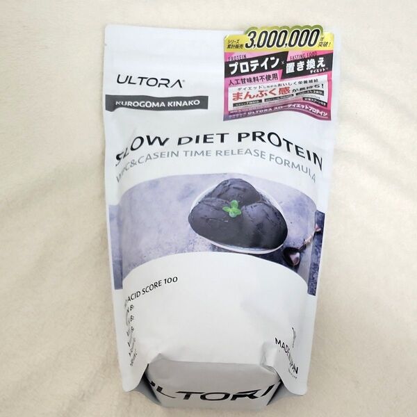 新品 未開封 ULTORA ウルトラ スローダイエット プロテイン 黒ごまきなこ風味 1000g 1kg 人工甘味料不使用