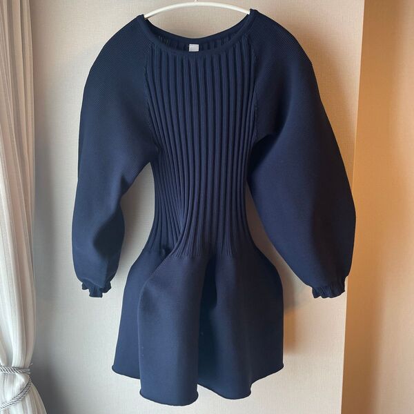 CFCL POTTERY LONG SLEEVE FLARE TOP ネイビー