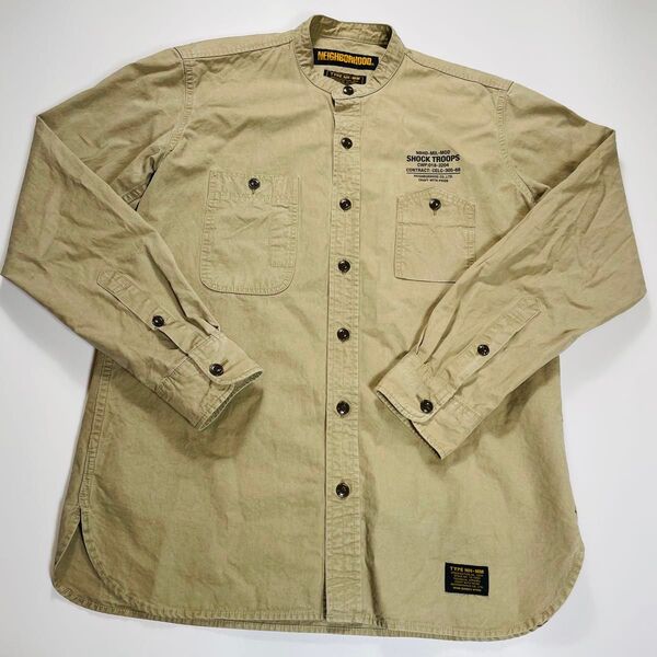 【美品】NEIGHBORHOOD ネイバーフッド 長袖シャツ ノーカラーシャツ s