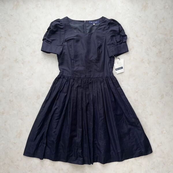【新品42サイズ】MS GRACY エムズグレイシー 半袖ワンピース シンプル パフスリーブ フレア Aライン フォーマル XL